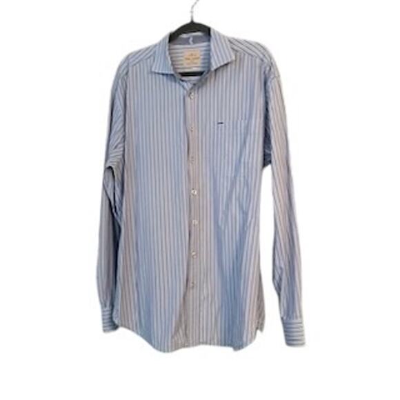 Tommy Bahama Button Down Shirt Mens LT Blue Striped Long Sleeve Office Preppy - Picture 1 of 12